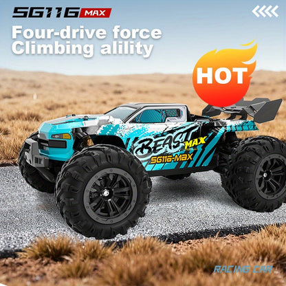Voiture RC tout-terrain 4WD sans balais, haute vitesse 80 km/h - Édition double batterie, suspension avancée, performance tout-terrain, voiture télécommandée de qualité professionnelle pour adultes - Bleu