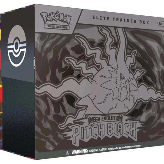 Coffret Dresseur d'élite Pokemon JCC Méga-Évolution Noir Absolu Anglais ME05 – 9 boosters, 65 protège-cartes, Méga Darkrai-ex, Méga Zeraora-ex, scellé en usine, cadeau idéal pour les collectionneurs et joueurs de Pokémon