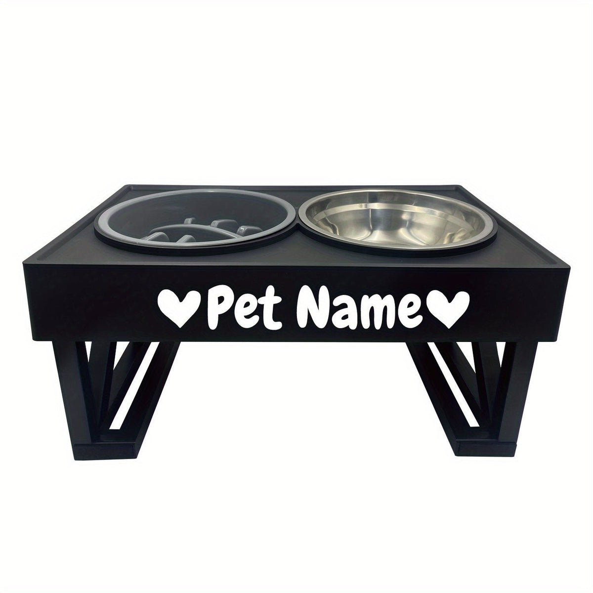 Gamelle surélevée personnalisée en acier inoxydable avec ralentisseur, double bol réglable en hauteur pour nourriture et eau pour chiens et chats de taille moyenne à grande