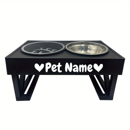 Gamelle surélevée personnalisée en acier inoxydable avec ralentisseur, double bol réglable en hauteur pour nourriture et eau pour chiens et chats de taille moyenne à grande