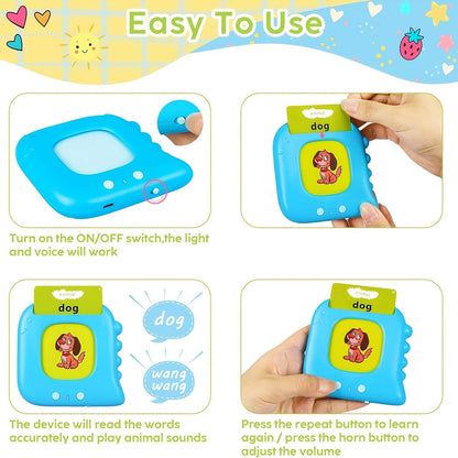 Cartes flash parlantes pour enfants d'âge préscolaire de 3 à 6 ans – Appareil d'apprentissage des langues de 224 à 510 mots, jouet éducatif sensoriel d'orthophonie pour autisme, garçons et filles, bleu, vert, rose