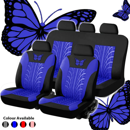 Housses de siège auto universelles pour véhicules 5 places - Motif papillon et pneu, tissu épais respirant et résistant à l'usure, ensemble complet de protection des sièges avant et arrière, convient à la plupart des voitures, camions et SUV