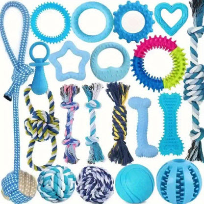 Lot de jouets de dentition pour chiots – Assortiment de jouets à mâcher, cordes, jouets couineurs et balles à friandises pour petits et moyens chiens, cadeau idéal pour Noël, Halloween et les anniversaires des chiots