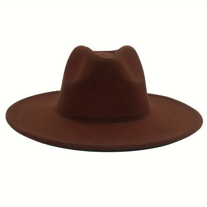 Chapeau de cow-boy à larges bords pour hommes et femmes – Fedora en feutre style western, chapeau style Panama Trilby jazz classique, chapeau de soleil pour festivals en plein air, voyages et tenue décontractée au quotidien
