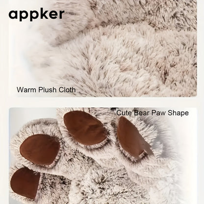 Panier apaisant rond en peluche pour chats et chiens  de taille moyenne - Niche douillette, chaude et antidérapante en fausse fourrure lavable, tapis de couchage pour animaux d'intérieur