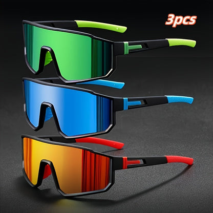 Lot de 3 paires de lunettes de soleil miroir pour hommes et femmes – Lunettes de mode colorées en polycarbonate, monture durable, protection UV, parfaites pour la plage, les festivals et un usage quotidien