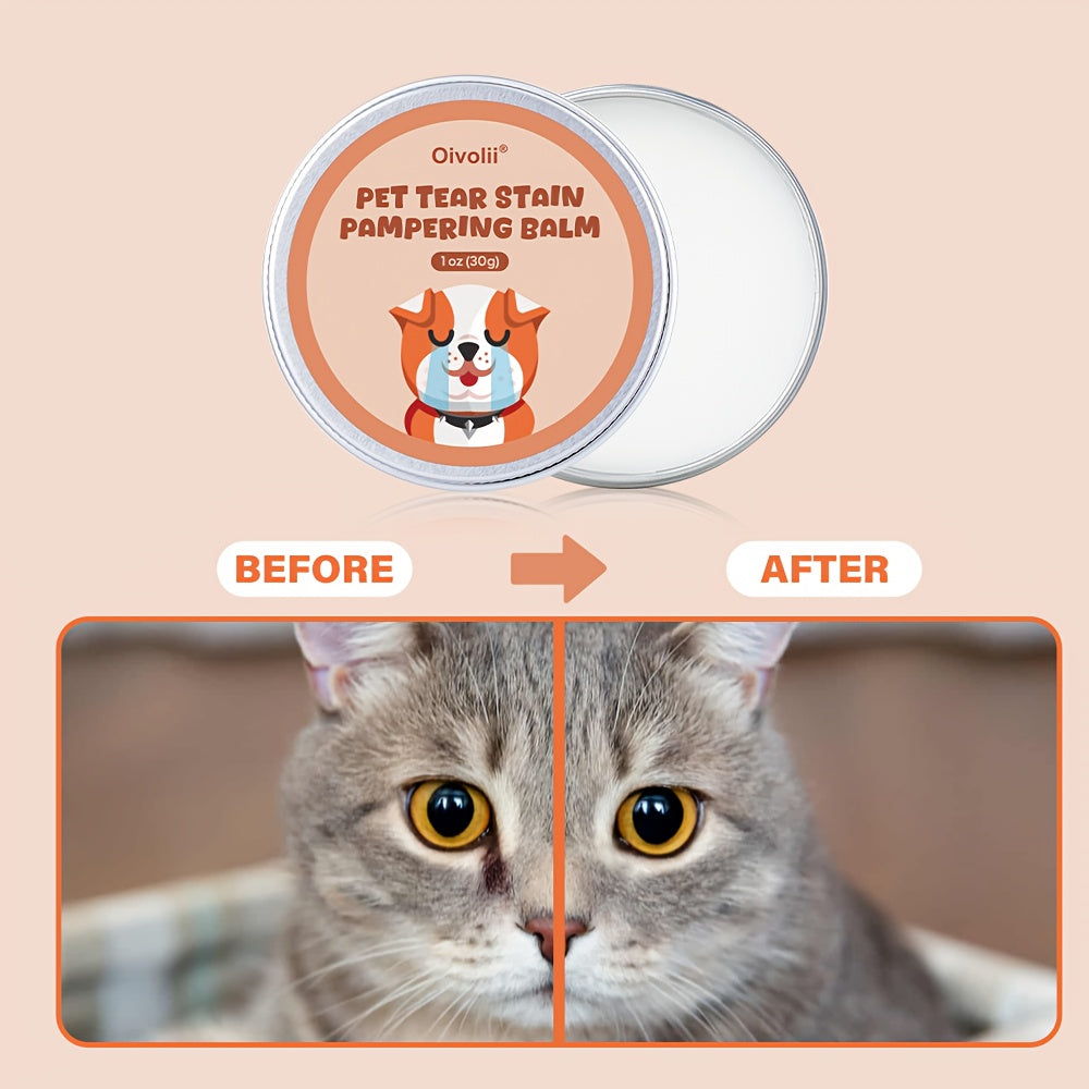 Baume nettoyant pour taches de larmes pour chiens et chats – Nettoyant doux et non irritant, sûr pour le contour des yeux sensible, facile à appliquer, format compact 30g