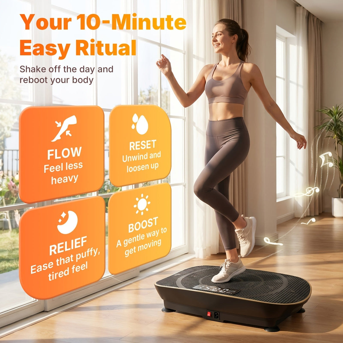 Plaque vibrante MERACH CV30 Pro, plateforme d'exercice corps complet à détection automatique avec haut-parleur Bluetooth, bandes de résistance, 10 niveaux de vitesse, écran LED, capacité de 150 à 200 kg – Appareil de fitness pour domicile