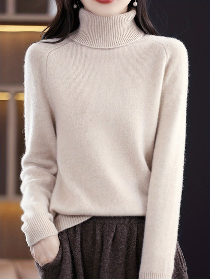 Pull-over en tricot à col à revers et coupe ample pour femme - Haut extensible décontracté à manches longues de couleur unie pour l'automne et l'hiver S-XXL
