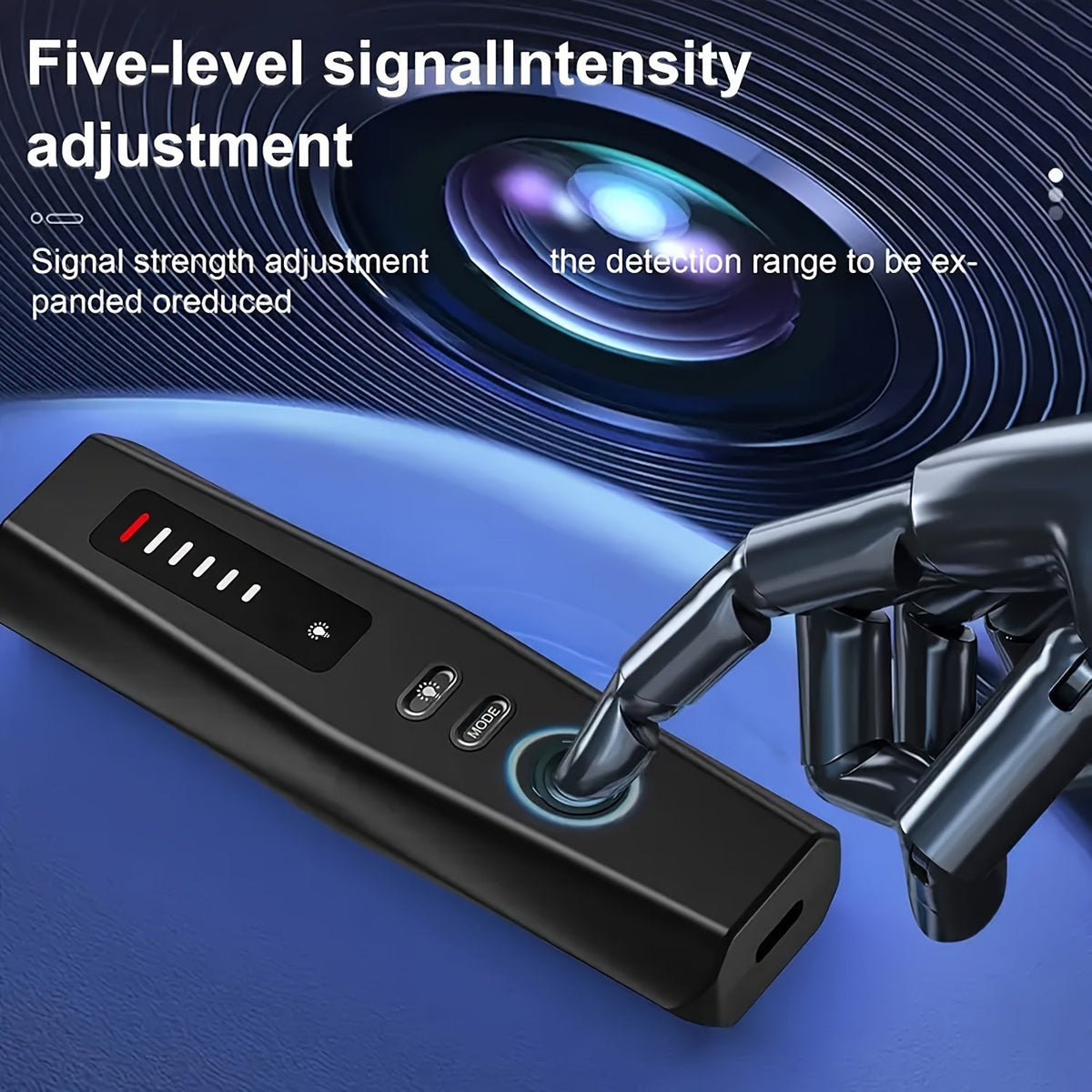 Détecteur de caméra cachée et scanner de signal RF anti-espion – Détecteur de mouchards, traceurs GPS et dispositifs d'écoute, balayeur de sécurité multifonction portable et rechargeable pour les voyages, l'hôtel, la maison, le bureau, la voiture