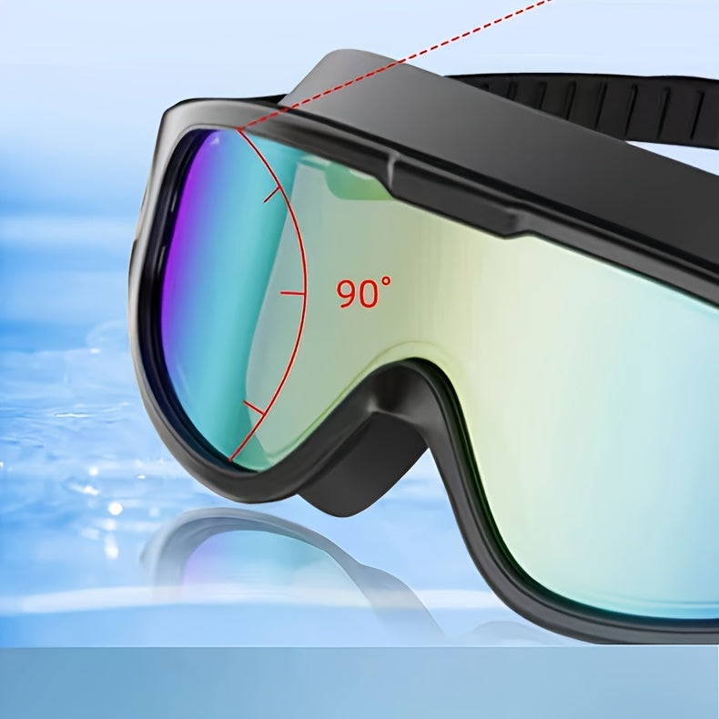 Lot de 2 lunettes de natation antibuée avec bouchons d'oreilles, pince-nez et sac étanche – Lunettes de natation avec protection UV pour hommes, femmes et adolescents, kit d'accessoires pour piscine extérieure et sports nautiques