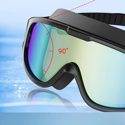 Lot de 2 lunettes de natation antibuée avec bouchons d'oreilles, pince-nez et sac étanche – Lunettes de natation avec protection UV pour hommes, femmes et adolescents, kit d'accessoires pour piscine extérieure et sports nautiques