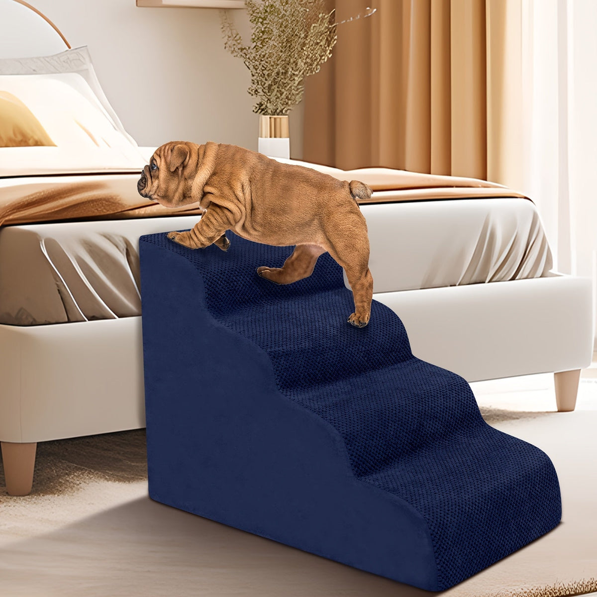 Escalier pour chien en mousse à mémoire de forme, 2, 3 ou 4 marches avec base antidérapante et housse lavable – Marches de soutien pour canapé et lit, idéal pour chiens âgés et chiots, plusieurs couleurs disponibles
