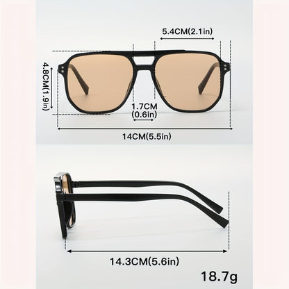 Lot de 5 paires de lunettes de soleil carrées style pilote, monture large en polycarbonate, protection UV, lunettes tendance et décontractées unisexes pour hommes et femmes, monture noire, verres multicolores