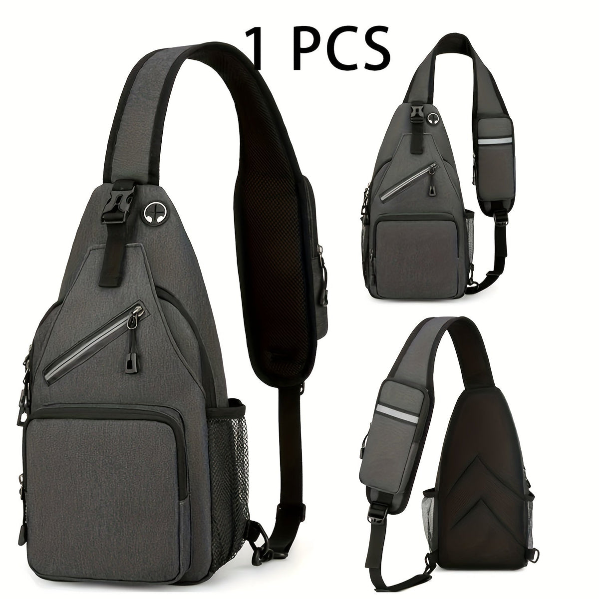 Sac à bandoulière grande capacité pour hommes et femmes – Sac de voyage polyvalent style sport brodé avec fermeture éclair sécurisée, idéal pour les trajets quotidiens mains libres et les activités en plein air, plusieurs coloris disponibles