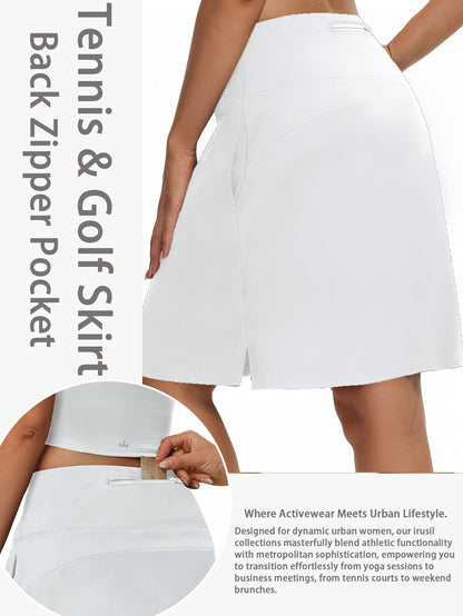 Jupe-short pour femme, longueur genou, 50 cm, avec 5 poches – Jupe de sport taille haute avec short intégré pour le tennis, le golf et le pickleball, jupe-short longue de sport, tailles S-XXL, coloris variés