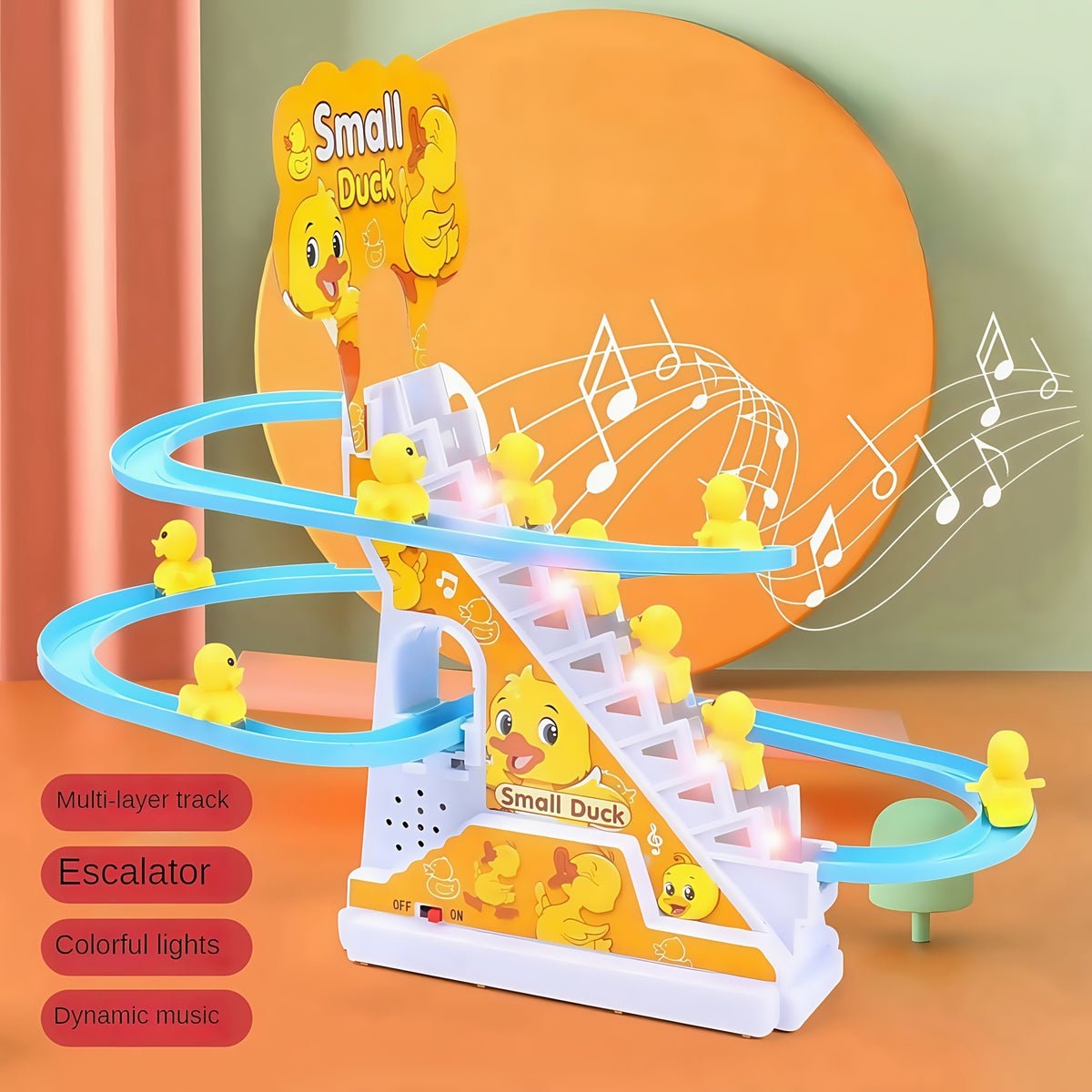 Ensemble de 6 canetons électriques monte-escaliers, jouet toboggan pour canards jaunes avec lumières et musique pour tout-petits garçons et filles, jouet interactif pour bébé, cadeau idéal pour Pâques, Halloween, Noël et les anniversaires