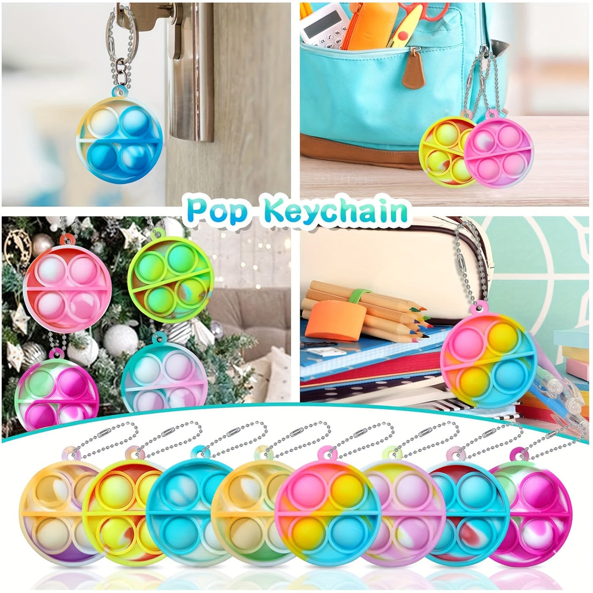 Lot de 40 mini jouets sensoriels pop bubble - Jouet anti-stress à pousser pour enfants, couleurs assorties aléatoires, cadeaux pour boîte à prix de classe, remplissage de sacs surprises pour anniversaires, jouet pour soulager l'anxiété