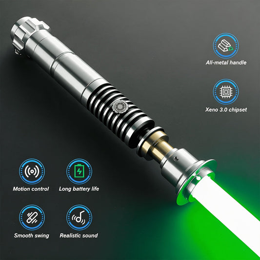 Sabre laser RVB avec contrôle par application et poignée en métal - Sabre de duel à LED XENO 3.0, 16 polices sonores, duel intensif, accessoire de cosplay hollywoodien, cadeau d'Halloween et de Noël