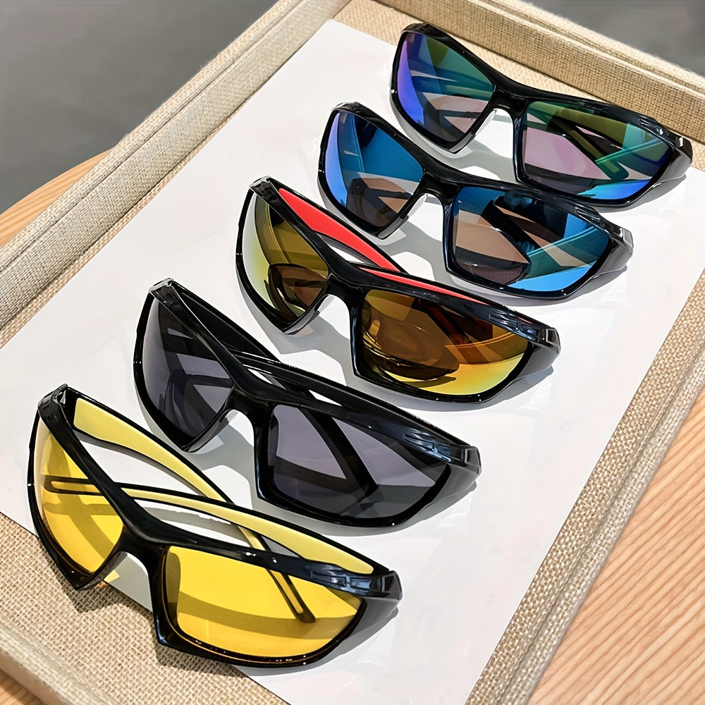 Lot de 5 lunettes de soleil polarisées enveloppantes pour hommes – Lunettes de protection rectangulaires à monture complète UV400 pour le cyclisme, la conduite, la pêche et les sports de plein air, lot économique