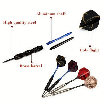 Ensemble de fléchettes à pointe en acier avec ailettes tête de mort – Coffret cadeau deluxe, pointe en fer et tige en alliage d'aluminium, tailles multiples – pour divertissement en club, compétitions sportives et parties de fléchettes décontractées
