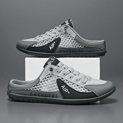 Men's Slip-On Breathable Non-Slip Casual Shoes – Summer Color Block Round Toe Loafers for Outdoor Walking, Camping & Everyday Wear, Lightweight Comfort Shoes in Beige & Grey, Sizes US 6–11.5