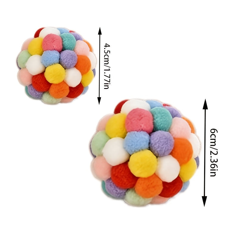 Lot de 2 ou 5 balles à grelot pour chat – Jouets élastiques à mâchouiller pour l'auto-amusement des chats et chatons d'intérieur, balles de chasse légères sans pile aux couleurs aléatoires