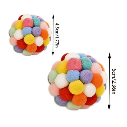Lot de 2 ou 5 balles à grelot pour chat – Jouets élastiques à mâchouiller pour l'auto-amusement des chats et chatons d'intérieur, balles de chasse légères sans pile aux couleurs aléatoires