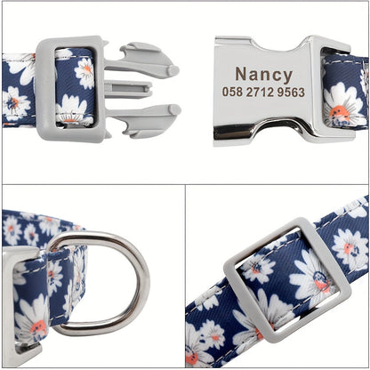 Collier pour chien en nylon personnalisé, gravé et imprimé avec nom et numéro de téléphone – Collier pour animaux de compagnie pour chiots, chats et chiens de petite à grande taille, tailles S, M, L, 7 couleurs éclatantes