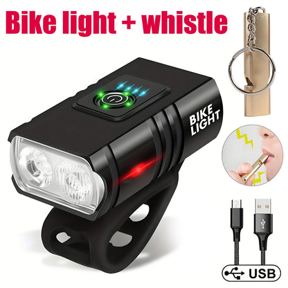 Ensemble de lumières de vélo LED rechargeables USB-C 1500 lumens – Feux avant et arrière pour vélo, 6+4 modes, étanches, indicateur de charge, charge rapide, éclairage de sécurité nocturne pour vélo de route et VTT