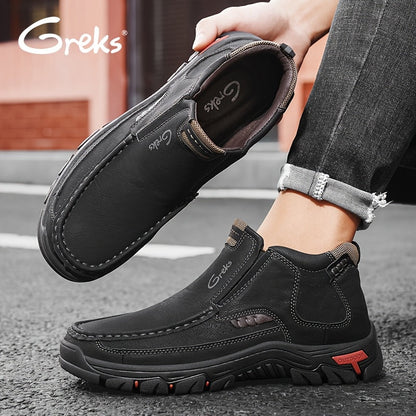 Bottines à enfiler cousues main pour homme GREKS, mocassins décontractés style Chukka, semelle antidérapante pour la randonnée, la conduite et le quotidien – chaussures légères et confortables pour homme