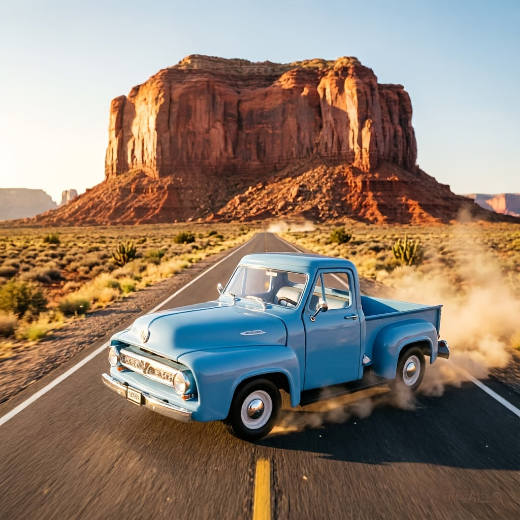 Modèle réduit de camionnette Ford F-100 1953 à l'échelle 1/18 en alliage de zinc - Intérieur détaillé, roues rotatives, présentoir en acrylique | Cadeau de collection de camion classique pour les passionnés de voitures, fête des pères, Noël, anniversaire