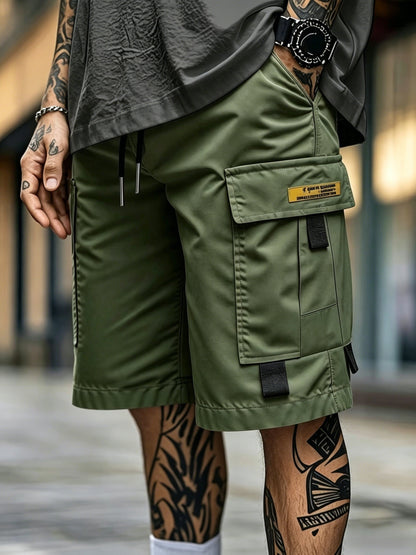 Lot de 4 shorts cargo pour homme, séchage rapide, multi-poches, taille élastique avec cordon de serrage, coupe ample, short de sport pour fitness, golf et activités en plein air – Vêtement de travail décontracté, léger et respirant, S-XXXL