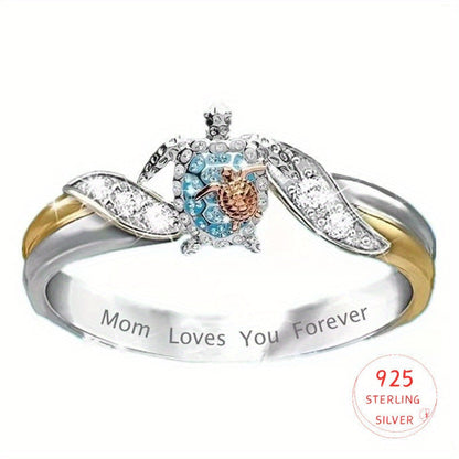 Parure de bijoux tortue pour femme – Collier, boucles d'oreilles et bague en argent S925 doré avec zircone cubique, ensemble bohème élégant de 3 pièces pour le quotidien, cadeau d'anniversaire, Saint-Valentin et cadeau pour femme