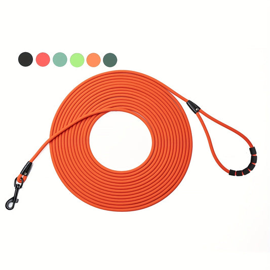 Laisse longue d'éducation pour chien en extérieur - Laisse de rappel en nylon enduit de PVC résistant aux intempéries pour la plage, le jardin, la randonnée et le camping, améliore l'obéissance et le rappel, 6 couleurs, 4 tailles (M/L/XL/XXL)