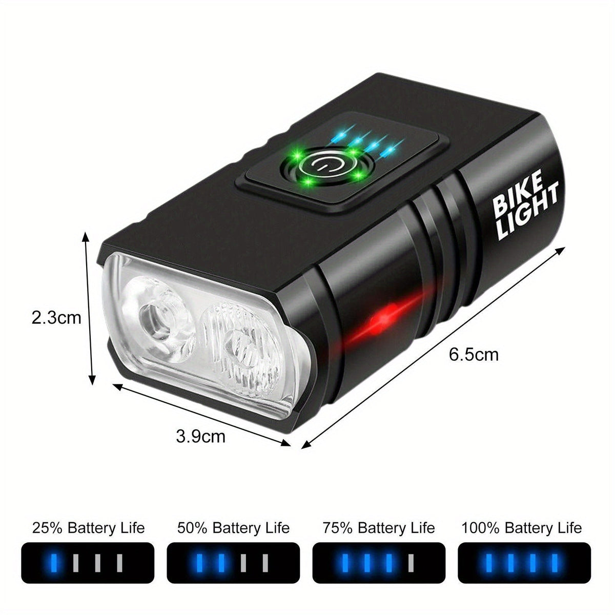 Ensemble de lumières de vélo LED rechargeables USB-C 1500 lumens – Feux avant et arrière pour vélo, 6+4 modes, étanches, indicateur de charge, charge rapide, éclairage de sécurité nocturne pour vélo de route et VTT