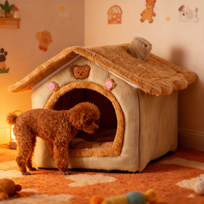 Niche douillette pour petits chiens - Lit panier en peluche épaisse et chaude pour l'hiver, idéal pour Teddy, Chihuahua, Spitz nain, Bichon, Schnauzer, Bouledogue, nid de sommeil confortable pour intérieur