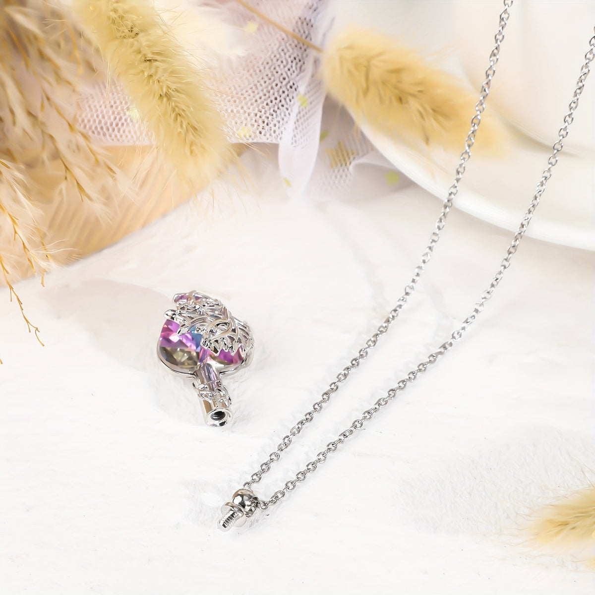 Ensemble de 3 colliers urnes colorés pour cendres - Pendentifs commémoratifs cylindriques papillon et libellule pour la perte d'un proche ou d'un animal, à partager en famille, coffret de bijoux souvenir (3 pièces)
