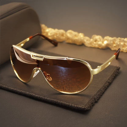 Lunettes de soleil rétro surdimensionnées pour hommes et femmes – Monture vintage, protection UV, verres anti-reflets, charnières métalliques, étui inclus, lunettes mode streetwear, 3 couleurs
