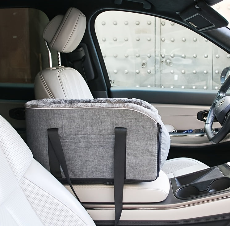 Siège rehausseur de voiture pour petits et moyens animaux – Sac de transport portable avec boucle de sécurité, vue surélevée, construction en polyester pour chiens et chats en voiture