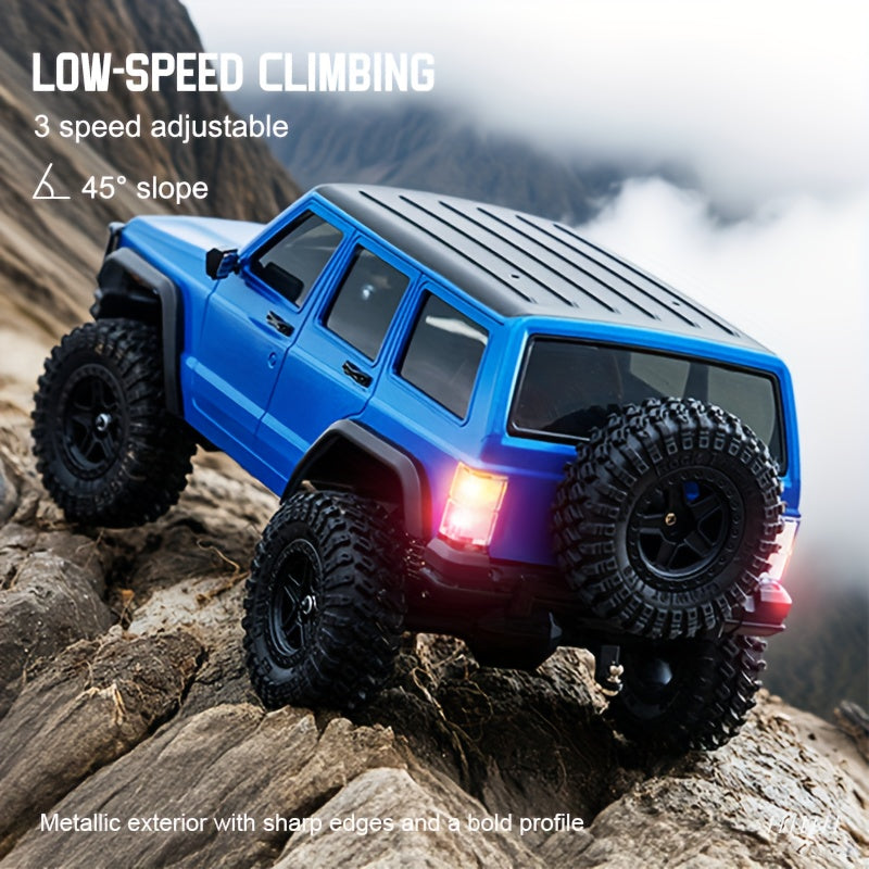 Voiture télécommandée 4x4 tout-terrain RC Rock Crawler échelle 1:18 – Essieux diamant à couple élevé, lumières LED, châssis robuste – SUV RC tout-terrain extrême pour adultes et enfants – Blanc, gris, bleu, vert