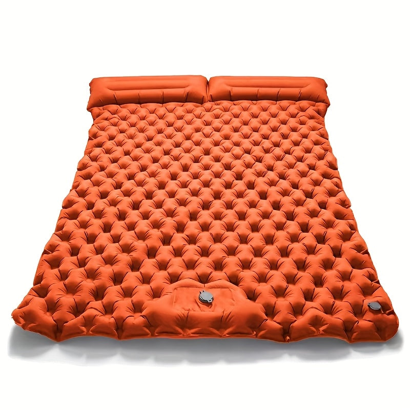 Matelas de couchage autogonflant ultraléger en nylon TPU, pompe intégrée, options une ou deux places, matelas de camping compact et portable pour le camping, la randonnée, le sac à dos, les voyages et les pique-niques, orange et bleu