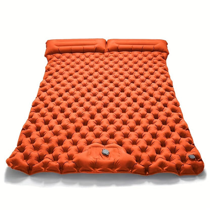 Matelas de couchage autogonflant ultraléger en nylon TPU, pompe intégrée, options une ou deux places, matelas de camping compact et portable pour le camping, la randonnée, le sac à dos, les voyages et les pique-niques, orange et bleu