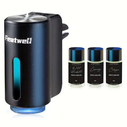 Diffuseur d'aromathérapie pour voiture, humidificateur USB à huiles essentielles | 3 modes de brume réglables, diffuseur de parfum intelligent pour véhicule – Noir, rouge, gris, rose – Lot de 6 parfums en option