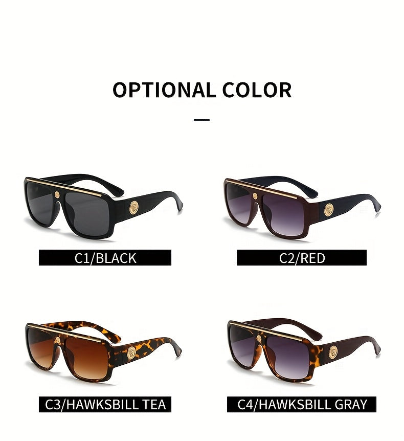 Lot de 2 lunettes de mode carrées Cyberpunk pour homme avec monture en métal – Lunettes de soleil légères style urbain pour homme, 8 options de couleur, usage quotidien et cadeau