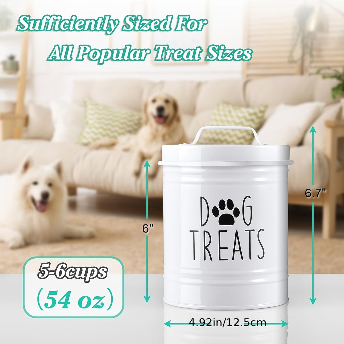 Récipient de stockage pour nourriture pour animaux avec couvercle - Seau à croquettes en fer étanche à l'humidité style ferme rustique, boîte de conservation hermétique pour chiens et chats, organisateur de cuisine noir et blanc, idée cadeau