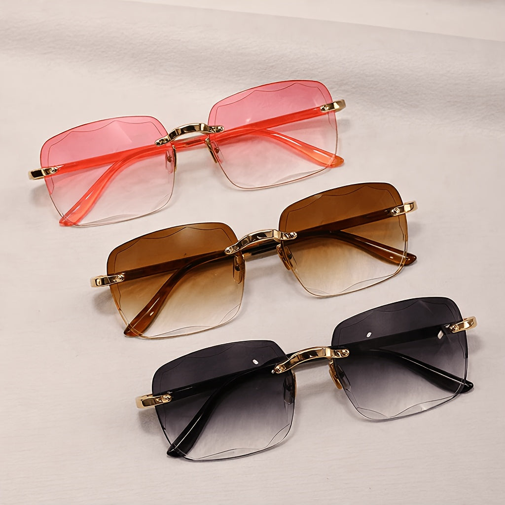 Lot de 3 lunettes photochromiques pour hommes et femmes - Verres à teinte variable auto-ajustables, monture carrée sans cadre, protection UV400, résistantes aux rayures, pour la conduite, la lecture et l'usage quotidien