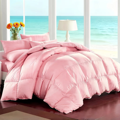 Ensemble de literie 7 pièces pour lit Queen/King – Parure de lit en microfibre douce à plis pincés, comprenant une couette, un drap-housse, un drap plat et 4 taies d'oreiller, ensemble de literie toutes saisons pour la maison et le dortoir