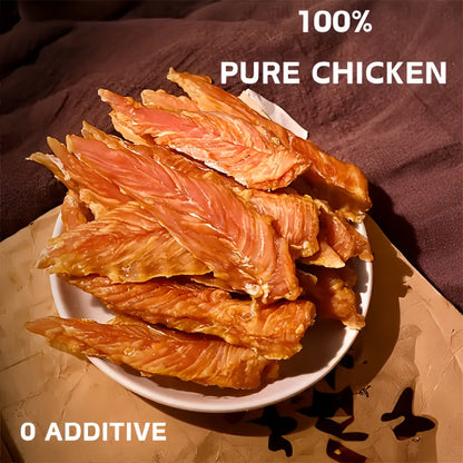 Friandises pour chiens au poulet séché - Vrai poulet séché pour chiens, riche en protéines et facile à digérer, collation saine et durable pour l'éducation des chiots et chiens adultes de toutes tailles.