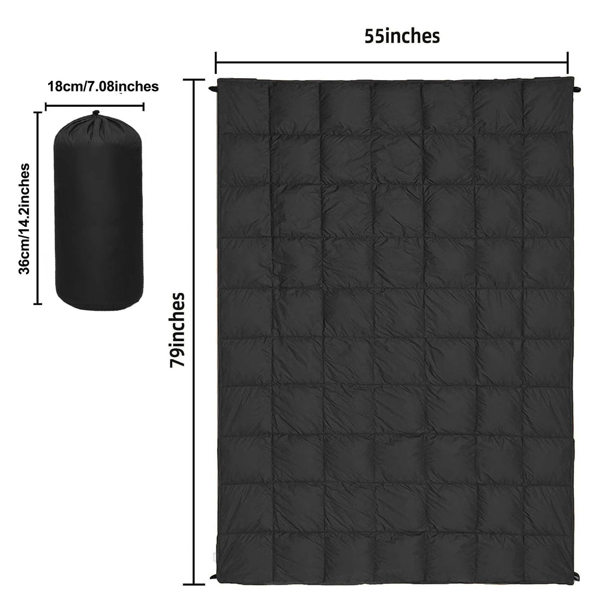 Couverture matelassée de camping, pliable, légère et chaude avec traitement déperlant DWR, incluant un masque de nuit 3D, 140x200 cm, pour camping, voyage, voiture, plage, stade, hamac, canapé et festival